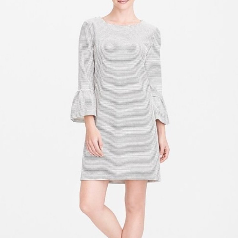 J. Crew Black/White Striped Bell Dress